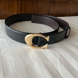 Coach Black Belt with Gold C Buckle